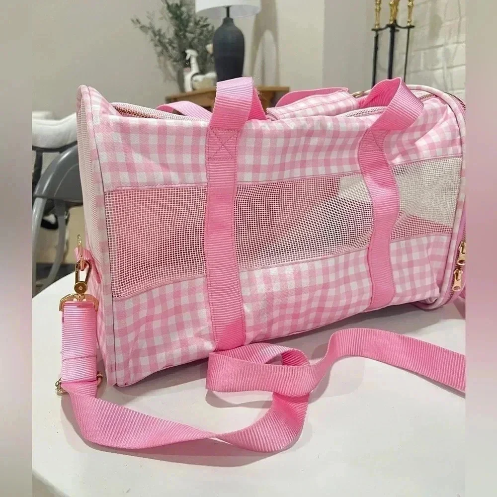 Stoney Clover x Target dog carrier pink gingham leash hook shoulder strap